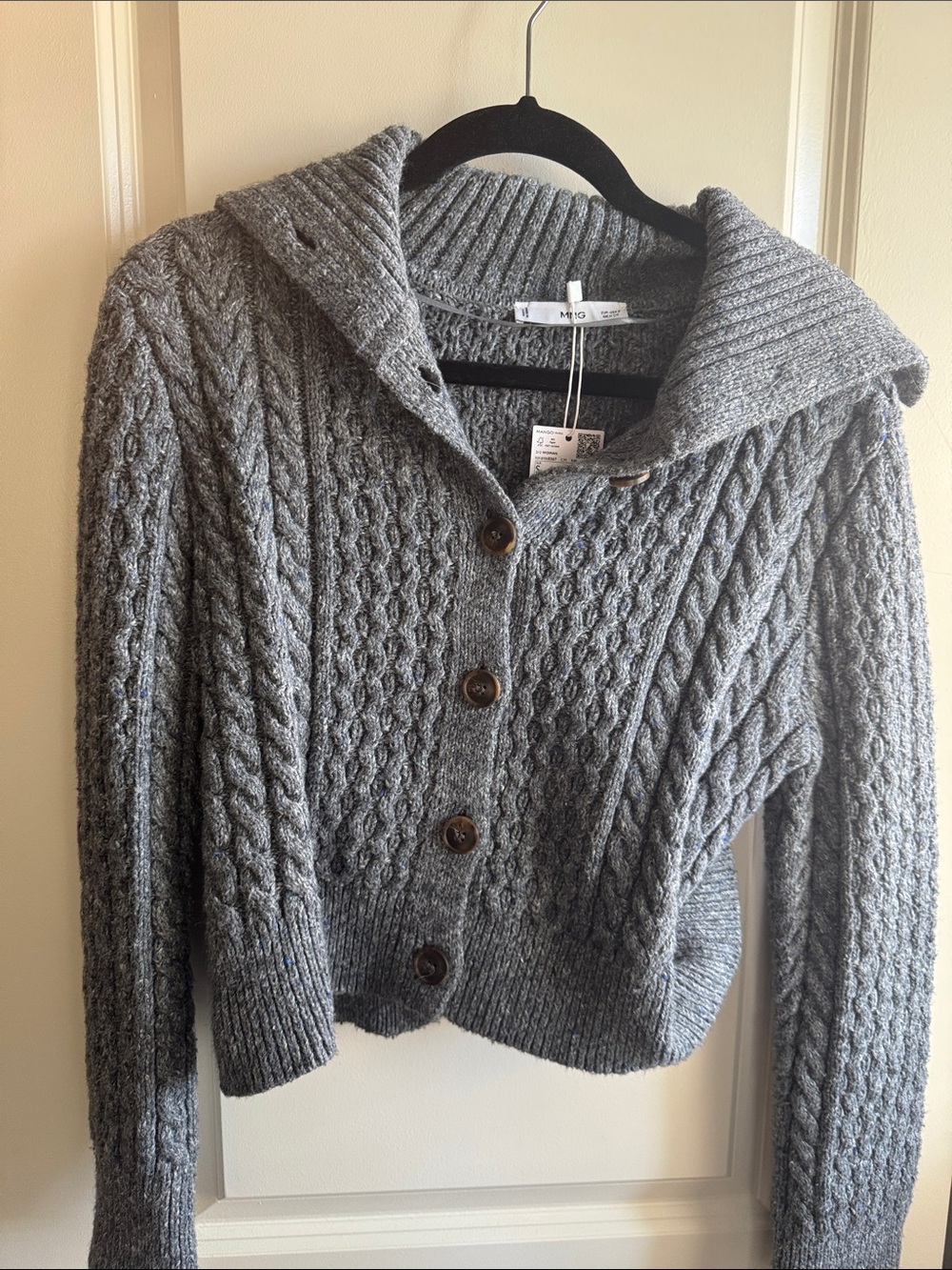 Mango Gray Cable Knit Sweater